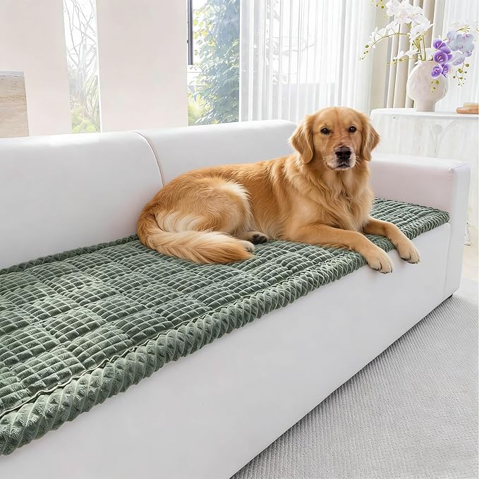 Couch Cover for Dogs Washable, Non-Slip Pet Couch Covers for Sofa, Fuzzy Dog Couch Cover Mat, Thick, Soft, Plush Couch Cushion Covers for Sofa Protector (Green, 27.6" x 59"/70 x 150cm)