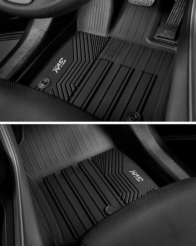 3W Floor Mats Fit Toyota Camry 2018-2024 FWD Only (Not for Hybrid or AWD), TPE All Weather Custom Fit Floor Liner, 1st and 2nd Row, Black(L/LE/SE/TRD/XLE/XSE)