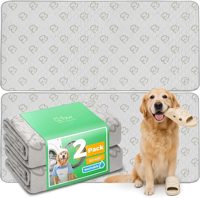 FXW Washable Pee Pads for Dogs, Super Absorbent, 39" x 85", 2 Packs | Machine washable, Non-slip backing, Fits 24"H 8-Panel FXW Rollick/Homeplus Playpens