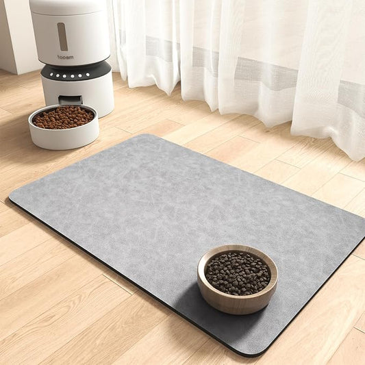 MontVoo-Absorbent Pet Feeding Mat-No Stains Pet Mat for Food and Water Bowl-Quick Dry Cat & Dog Food Mat Water Dispenser Mat-Pet Supplies Mat-Dog Water Bowl Mat for Messy Drinker,（LightGrey,23"x34"）