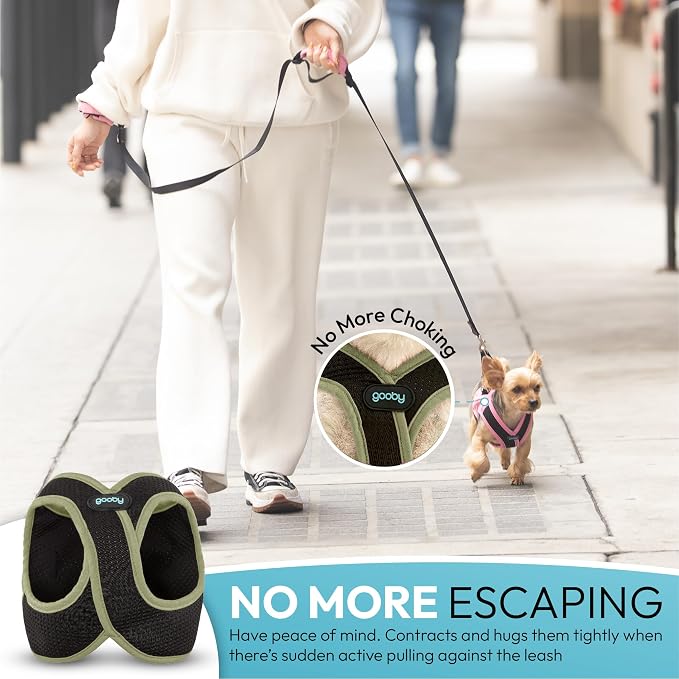 Gooby Escape Free Easy Fit X Step-in Dog Harness, Portland Green, X-Large | Patented escape-free, tightens on back-out; Choke-free X-frame + V-neck; Quick-release buckle; Reflective trim
