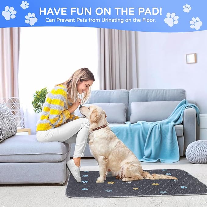 Washable Pee Pads for Dogs, 48'' x 48'' Large Reusable Puppy Pads, 2 Pack | Super Absorbent, Leakproof, Machine Washable, Reusable Dog Pee Pads, Large Playpen Mat, Whelping Pad