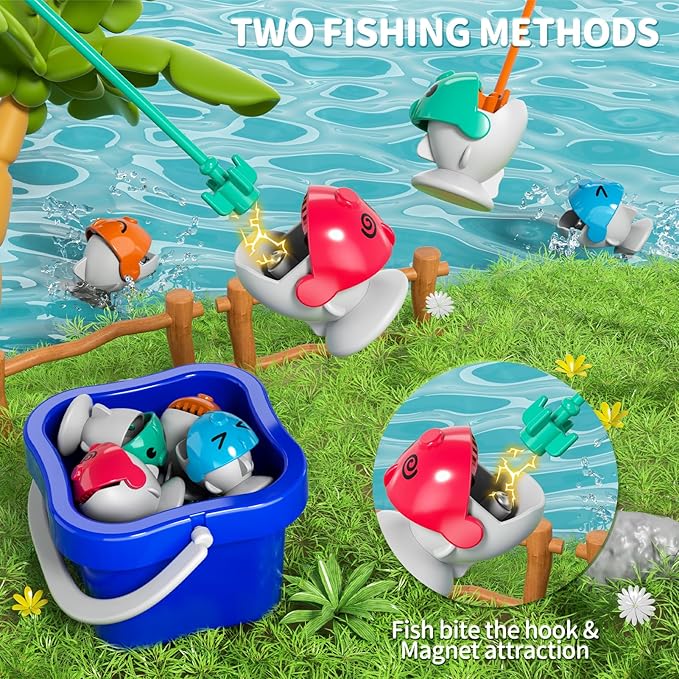 WATUDOU Magnetic Fishing Game for Kids Toddlers 3-5, 70 pcs Fishing Toys for Kids Toddlers 3-5, Fishing Table Toys Board Game Birthday Gifts for 3 4 5 6 7 8 Years Old Toddler Kid