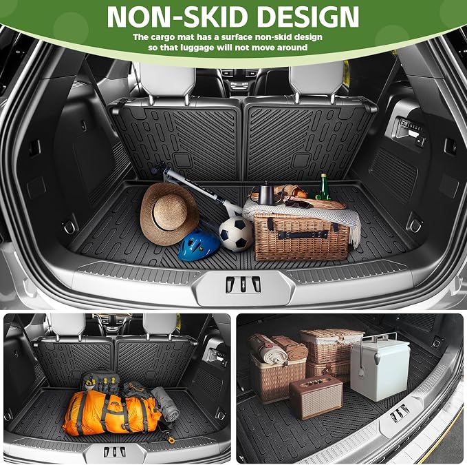 Cargo Liners for 2020-2025 2026 Ford Explorer 6&7 Passenger Trunk Mat with Seat Back Cover Accessories, All Weather Rear Cargo Mat Backrest Protector