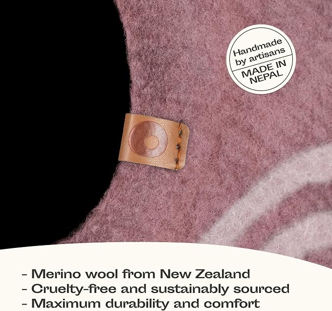 Cat Cave – Premium Felt Cat Bed Enclosure for Indoor Cats, Handmade Merino Wool (Rose Gold, Large)
