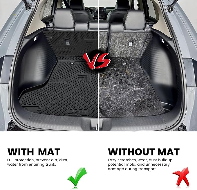 LASFIT Cargo Mat with Backrest Mat for Honda HRV 2023-2026 & for Acura ADX 2025-2026, All Weather TPE Custom Fit Trunk Mat Cargo Liner with Seatback Mat Accessories, Black