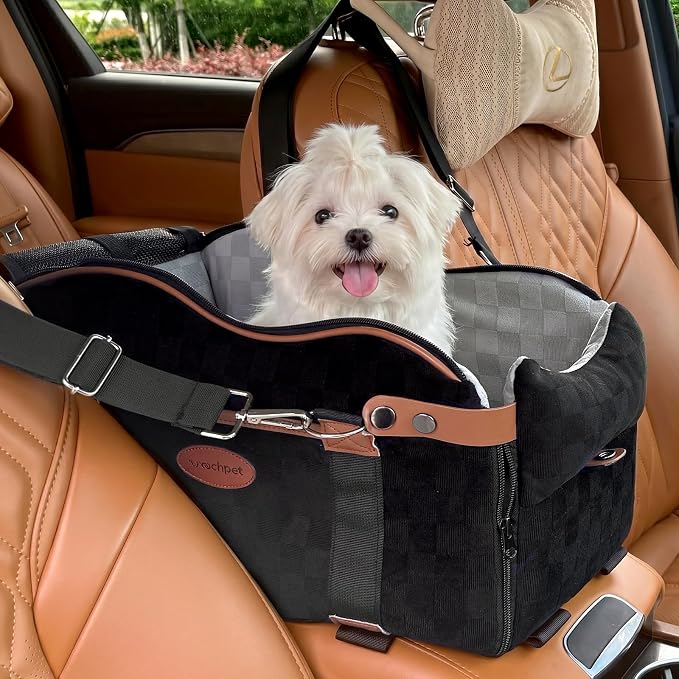 Center Puppy Car Seat,Console Dog Booster for Traveling,Under 10LB | Small Dog Car Seat,Hand-held,Crossbody,Protective Top Mesh,Cushioning Cozy
