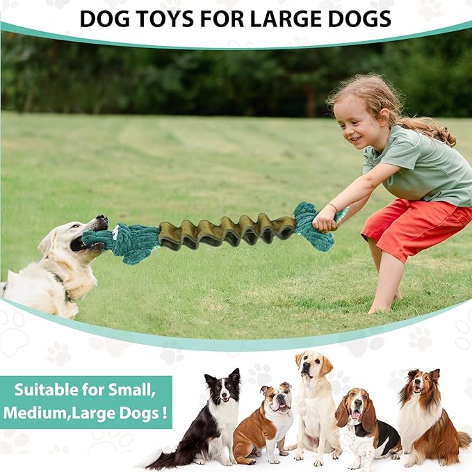 Drmstow Squeaky Dog Toys for Large Dogs, Cute Puppy Toys, Plush Stuffed Pet Dog Toys with Crinkle Paper, Interactive Tug of War Dog Toys to Keep Them Busy for Small Medium Big Dogs