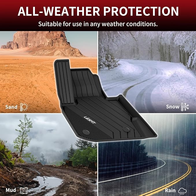 LASFIT Floor Mats Fit for BMW X3 2018-2024/ BMW X4 2019-2024, Custom Fit TPE All Weather Waterproof Floor Liners Front & Rear Rows Car Mats for 30i M40i 30e M40i xDrive30i, Black