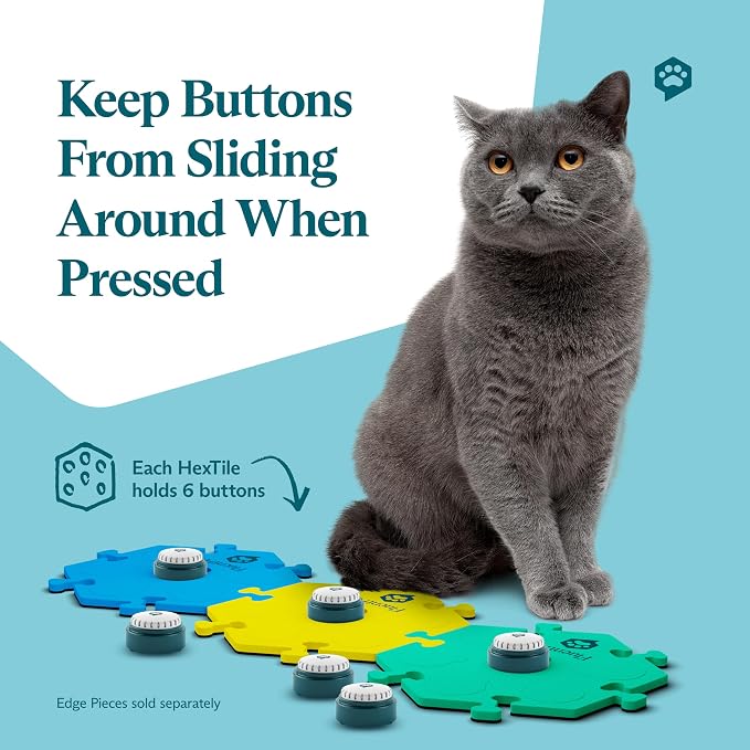Speak Up! Get Started Kit with Clearer Upward-Facing Sound | 6 Recordable Buttons w/Pre-Installed Batteries & 3 HexTile Button Mats | Training Dog & Cat Communication Buttons