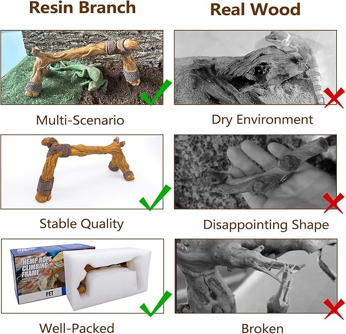 Tfwadmx Snake Climbing Branch,Resin Reptile Wood Trunk Branches Decor,Reptile Terrarium Climbing Accessories Decoration for Geckos, Lizards,Tarantulas,Hermit Crab,Frogs