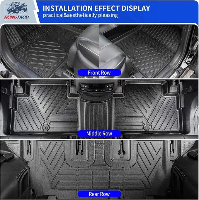 Rongtaod Floor Mats Compatible with 2020-2025 Hyundai Palisade Floor Liner Trunk Mat Cargo Mat Cargo Liner Back Seat Cover Protector 2024 Palisade Accessories (Trunk Mat with Backrest Mat+Floor Mats)