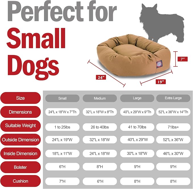 Majestic Pet 24 Inch Bagel Calming Dog Bed Washable – Cozy Soft Round Dog Bed with Spine Support for Dogs to Rest Their Head - Fluffy Donut Puppy Mat 24x19x7 (Inch) Small – Khaki | Cozy Soft Fluffy Donut Pet Bed with Spine Support for Head Rest – Anti-...