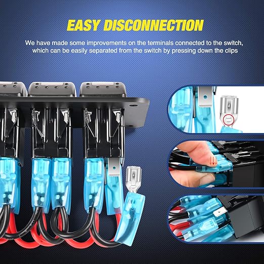Nilight 16AWG LED Light Bar Wiring Harness Kit-4 Leads | 12V On/Off 2 Gang Laser Etched Pod Lights Rocker Switch Panel Power Relay Fuse 5Pin Toggle for Cars Boat ATV Trucks