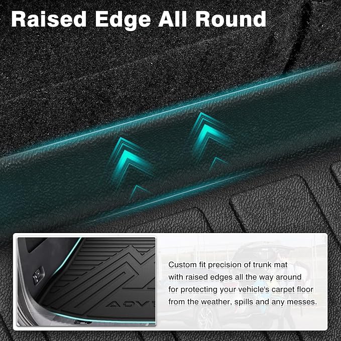Mixsuper Cargo Liner for Ford Edge 2015-2025, Trunk Mat Backrest Mat for Ford Edge Accessories Cargo Mat Rear Trunk Liner Black