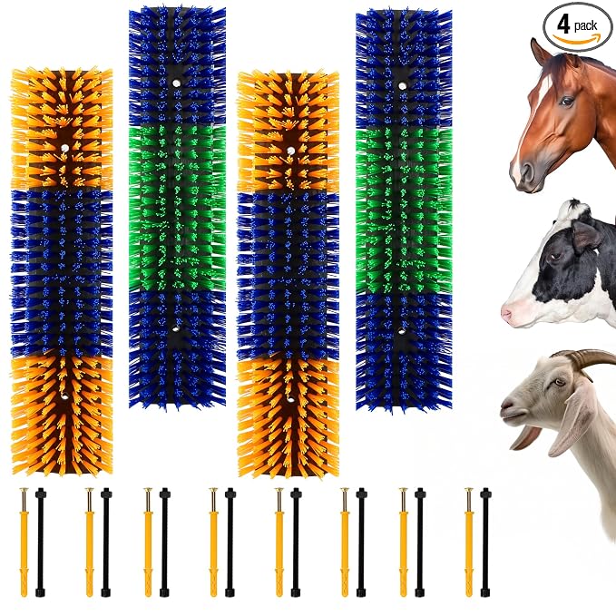 Livestock Scratch Brush, 4-Pack for Horse Grooming | Relief Self-Grooming Goat Scratcher Help Stay Comfortable on the Back of Livestock Cattle Scratch for Goat, Cow, Sheep