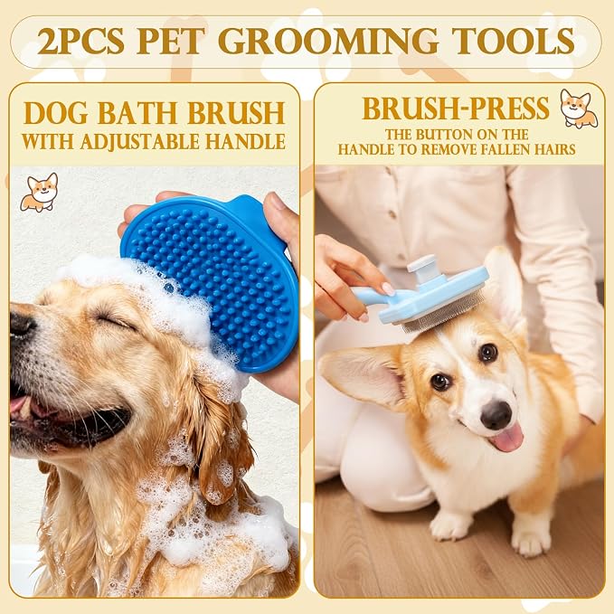 Zopeal 17 Pcs Summer Puppy Gift Set, Dog Toy & Essentials Bundle with Chew Toys, Poop Bag Dispenser, Grooming Brush, Training Bell, Blanket & Rope Basket(White,Octopus)