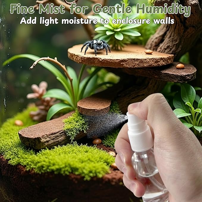 Jumping Spider Water Enclosure Accessories Kit, 3pcs Mini Water Dispenser with 30 Replace Cotton Cores Mist Bottle, Jumping Spider Habitat Decoration, Tarantula Enclosure Accessories (White, 3 PCS)