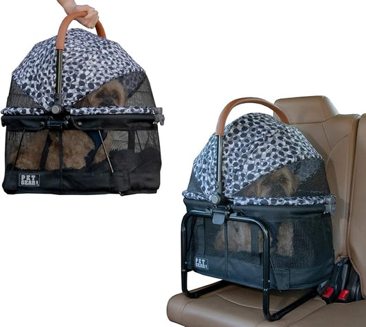 Pet Gear No-Zip View 360 Pet Carrier & Car Seat, 20", Spotted Black | Booster Seat Frame, Mesh Ventilation, Push Button Entry, No Tools Required, For Small Dogs & Cats