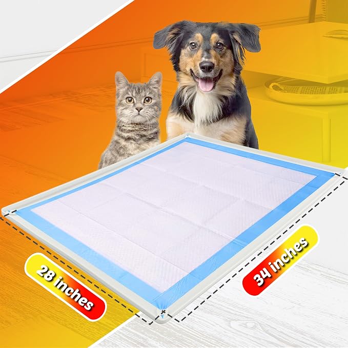 Skywin Dog Pee Pad Holder Tray Fits for 28” x 34” Pee Pads - 1 Pack - White | Corner Lock Holes, Raised Edges, Non-Spill, Easy to Clean Silicone Dog Potty Tray Holder, For Indoor Floor Protection