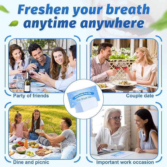 300 Pcs Disposable Finger Brush Teeth Wipes Bulk Finger Toothbrush Textured Surface Deep Teeth Cleaning Finger Wipes Oral Wipes for Adults Teeth Mouth and Dental, Individual Package