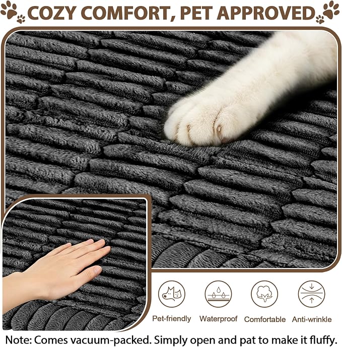 FUANGUI Waterproof Couch Cover Sofa Cover for Dogs and Pets Sofa Protector | Non-Slip Washable Fuzzy Soft Cat Bed Sofa Slipcover for 2-3 Cushion Couch Sofa Pet Friendly, Dark Grey, 27.6" x 70.9", 1 pcs