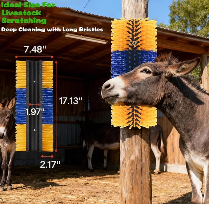 2/4PCS Livestock Physical Scratch Brush, Horse Cow Goat Physical Massage | Durable physical massage brush with 8 screws, ideal for horses, cows and goats grooming, cleaning.