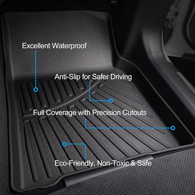 Floor Mats & Trunk Mat Fit for 2008-2012 Honda Accord（Only for Sedan,All Weather Protection TPE, Anti-Slip Floor Mats & Cargo Liner for 2008-2012 Honda Accord Accessories