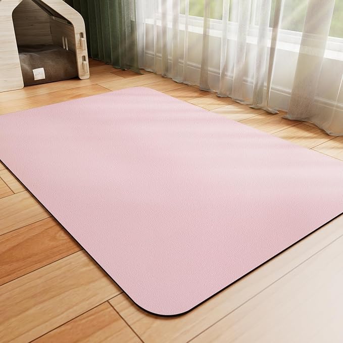 HotLive Dog Food Mat - Absorbent Cat Mat for Food and Water, No Stains Pet Feeding Bowl Mat, Easy to Clean Pet Placemats, Quick Dry Dog Water Dispenser Mat for Messy Drinkers | Pink 18"x28"