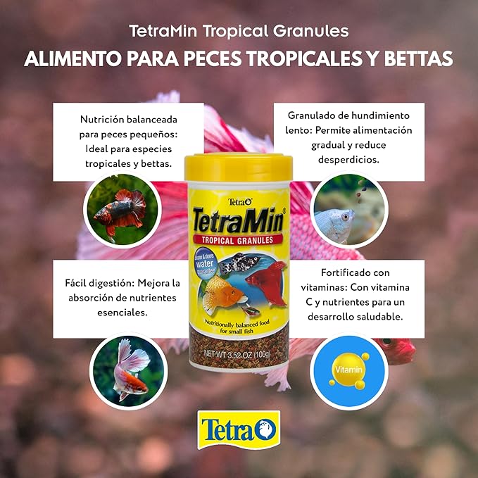 Tetra TetraMin Tropical Granules 3.52 Ounces, Nutritionally Balanced Fish Food