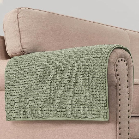 H.VERSAILTEX Plush Chenille Couch Armrest Cover 2 Packs Thick and Soft Sofa Covers Furniture Protector Cover for Pets (27.5" x 27.5", Sage)