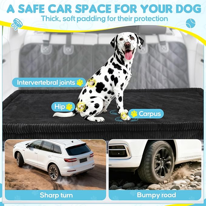 Loiion Dog Car Bed, Non-Slip Backseat Extender Pet Mat 56"x28.7"x2" | Removable, Washable Dog Bed With Waterproof Liner Protects Car Seats, Anti-Slip Travel Bed For Dogs