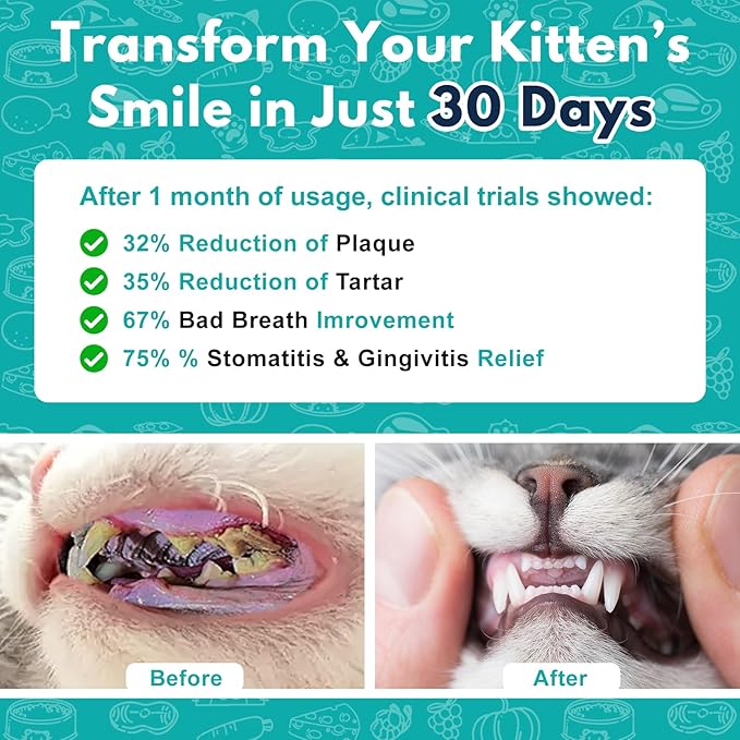Cat Dental Care, Bad Breath, Stomatitis & Gingivitis Treatment for Cats, Cat Gum Disease Treatment, Cats Oral Health for Teeth, Gums, Mouth and Tartar, 400 Tiny Tablets