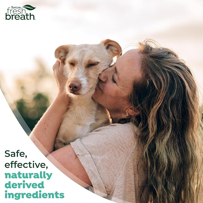 TropiClean Fresh Breath Dog Teeth Cleaning Dental Wipes, Finger Wipes for Plaque & Tartar Removal + Baking Soda, Easy to Use Dog Dental Care, 50ct