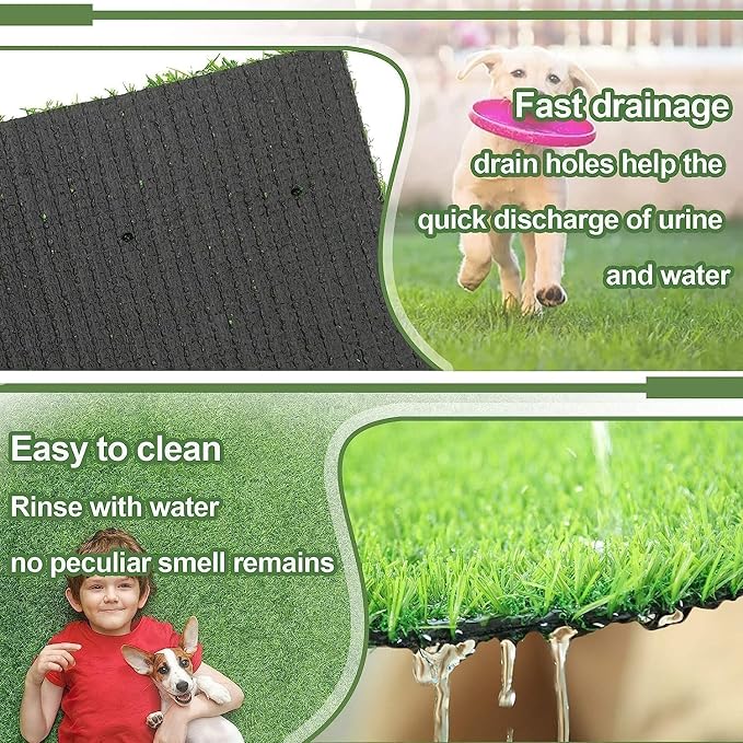 Artificial Grass for Dogs Pee Tray Fake Grass Mat for Professional Puppy Potty Trainer Replacement Dog Grass Pad for Indoor and Outdoor (25.5x19.5 Inch(Pack of 2))