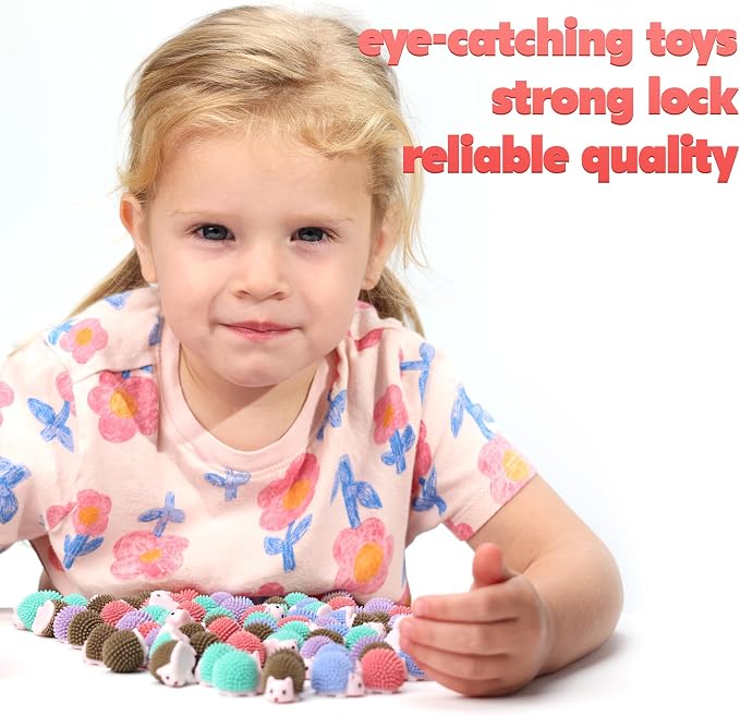 Hedgehog Mini Toys for Kids in Capsules - 100 Pcs of 1.1 Inch Plastic Capsule & Hedgehog Toy Figurines for Kids - Bulk Toys in Capsules - Easter Basket Stuffers