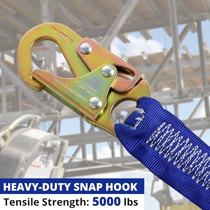 TRSMIMA Safety Harness Fall Protection - Full Body Construction Roofing Harness Kit Attached 6 ft Lanyard ANSI | Full Body Construction Safety Harnesses Roofing Attached 6 ft Lanyard ANSI