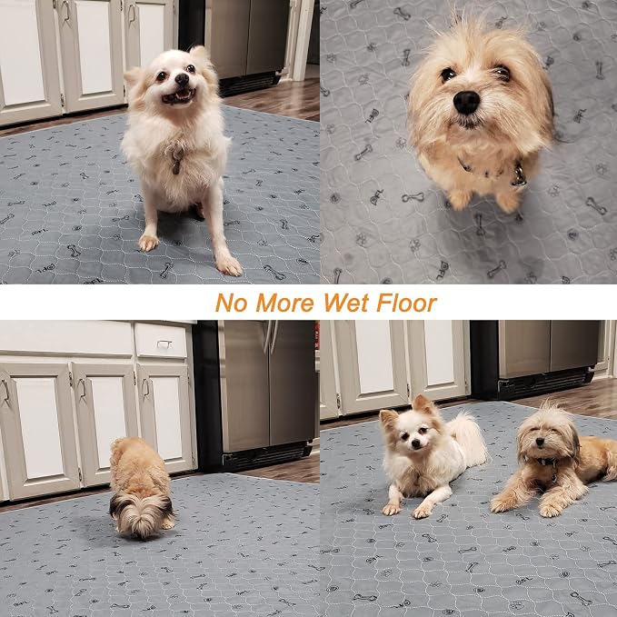 Washable Pee Pads for Dogs, 4 Pack Absorbent Puppy Training Pads 34x36 | Reusable, Non-Slip, Waterproof, Bone Print, Whelping Pads for Pet Training, Playpen, Crate, Potty Training, Housebreaking