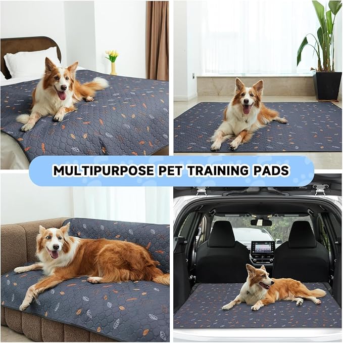 Sunheir Washable Pee Pads for Dogs Large 24" x 72" 2-Pack Reusable Puppy Pads Pet Training Pads, Absorb Dog Mats, Whelping Pad, Non-Slip Protects Against Urine Leakage, Runner Rug (Leaves - Pink)