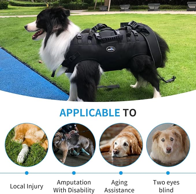 Dog Lift Harness, Pet Support & Rehabilitation Sling Lift Adjustable Padded Breathable Straps Dog Lift Harness for Dogs, Disabled, Joint Injuries, Arthritis, Loss of Stability Dogs Walk(16.5-33LBS) | Disabled, Joint Injuries, Arthritis, Loss of Stabili...