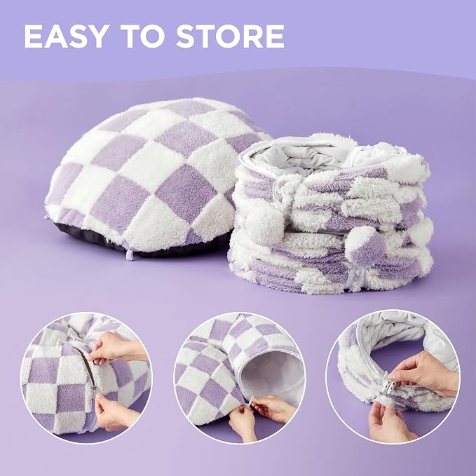 Lesure Donut Cute Jacquard Cat Tunnel Bed Kitten Toys for Puppy Bunny | 33.5x33.5x10in,Round Cat Bed Tube for Indoor Cats Rabbit Dog,Pet Peekaboo Cave Toy,Spiral Hideaway,Washable Cushion,Lavender