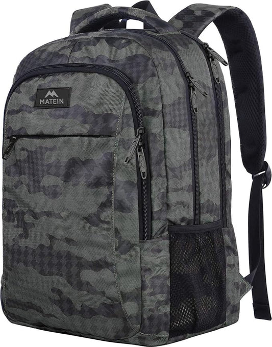 MATEIN Travel Computer Backpack, Sturdy College School Backpack for 15.6 Inch Laptop with Anti Theft Back Pocket, Lightweight Bookbag Carry On Personal Item Bag Casual Daypack Gift for Women & Men