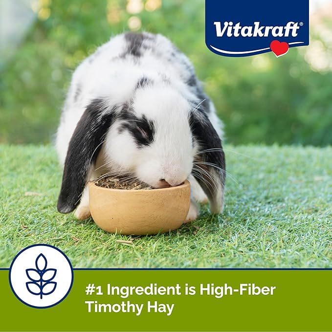 Vitakraft Vita Smart Rabbit Food 4 Lbs Bag – High Fiber Timothy Hay As First Ingredient – Added Vitamins and Minerals with Fruits Vegetables Probiotics and Foraging Mix - Resealable Package