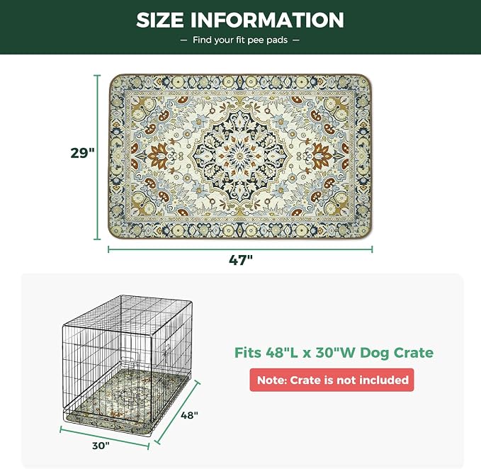 FXW Washable Pee Pads for Dogs, Super Absorbent, 29" x 47", 2 Packs | Machine washable, Non-slip backing