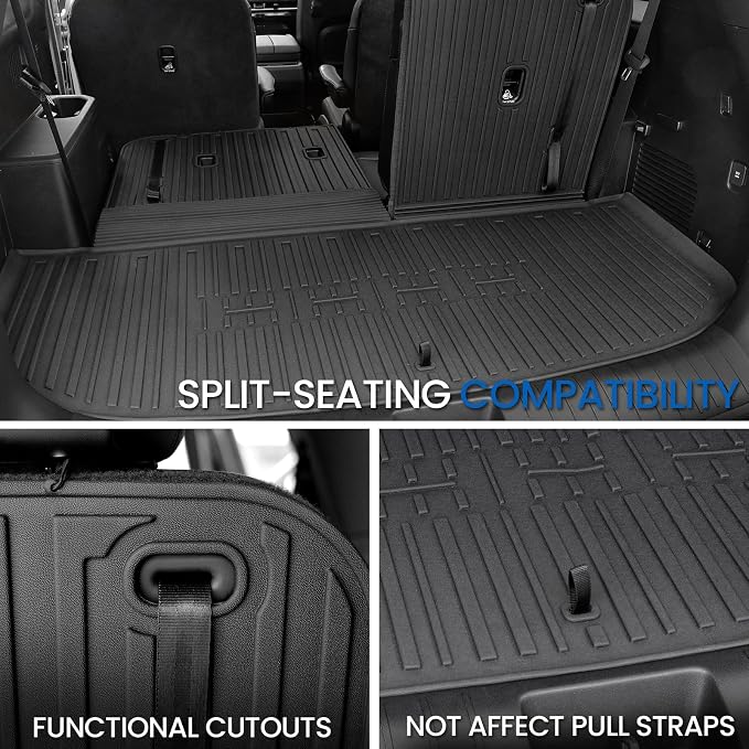 Cargo Liner Backrest Mats for 2027 Kia Telluride 7&8 Seats Gas Only, All Weather TPE Cargo Trunk Mat Seat Back Protectors Accessories