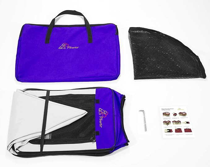 Pawer 45”×24” 8-Panel Foldable Pet Playpen, Violet+Grey, Personalize Embroidery Extra Fabric Piece Available, for Cat/Dog/Puppy, 600D Oxford Cloth Portable Indoor & Outdoor Kennel with Carry Bag