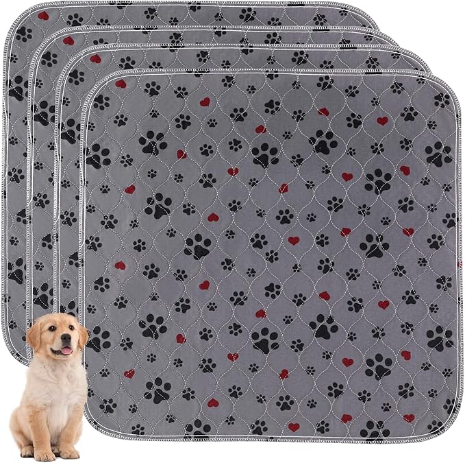 Washable Pee Pads for Dogs,4 Pack Extra Large 24"x24" Super Absorbent Reusable Puppy Pads,Non-Slip 100% Waterproof Dog Pee Pads,Pet Training Pads for Couch, Crate,Potty Training,Floor