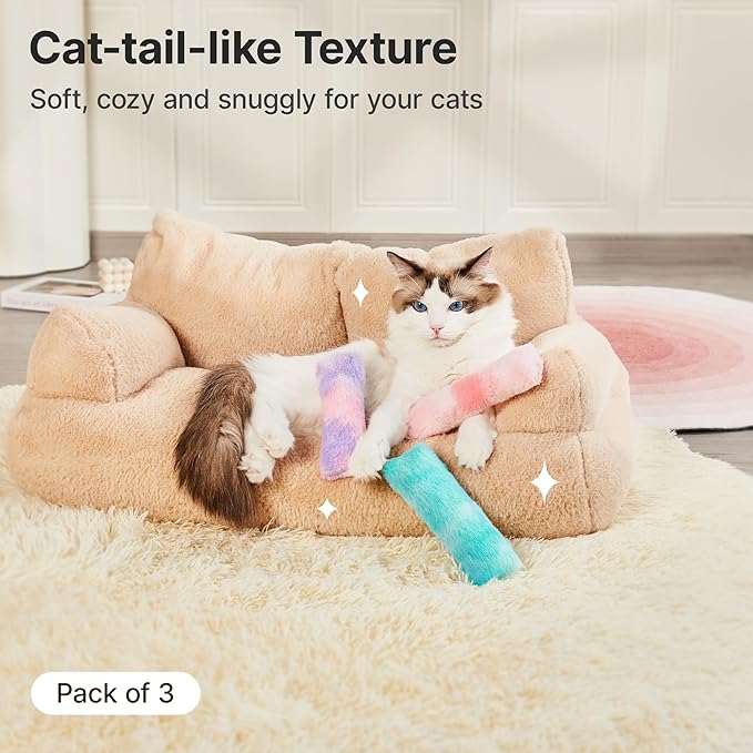Jouets pour chat Potaroma, lot de 3 coussins, doux et durables, avec froissement sonore et herbe à chat à l'intérieur, jouet interactif pour chatons d'intérieur, stimule l'exercice des chatons
