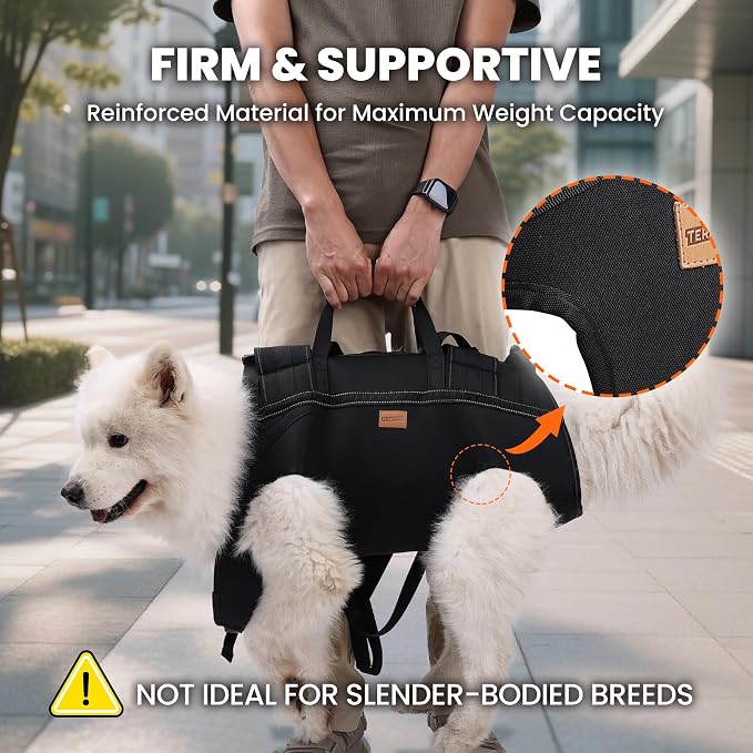 Dog Lift Harness Backpack Carrier for Large Dogs, Full Body Sling with Handle, Dog Harness for Joint Injuries, Arthritis, Ideal for Stairs, Elderly Dogs (XXX-Large 66-83LBS)