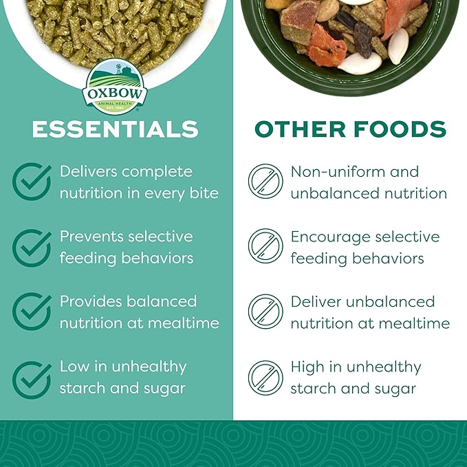 Oxbow Essentials Rabbit Food, Adult, Made with Oxbow Timothy Hay for Rabbit, Pet Pellets with Vitamins & Minerals, Small Animal Pet Products, Bunny Food, Made in USA, High Fiber, 10 lb. Bag